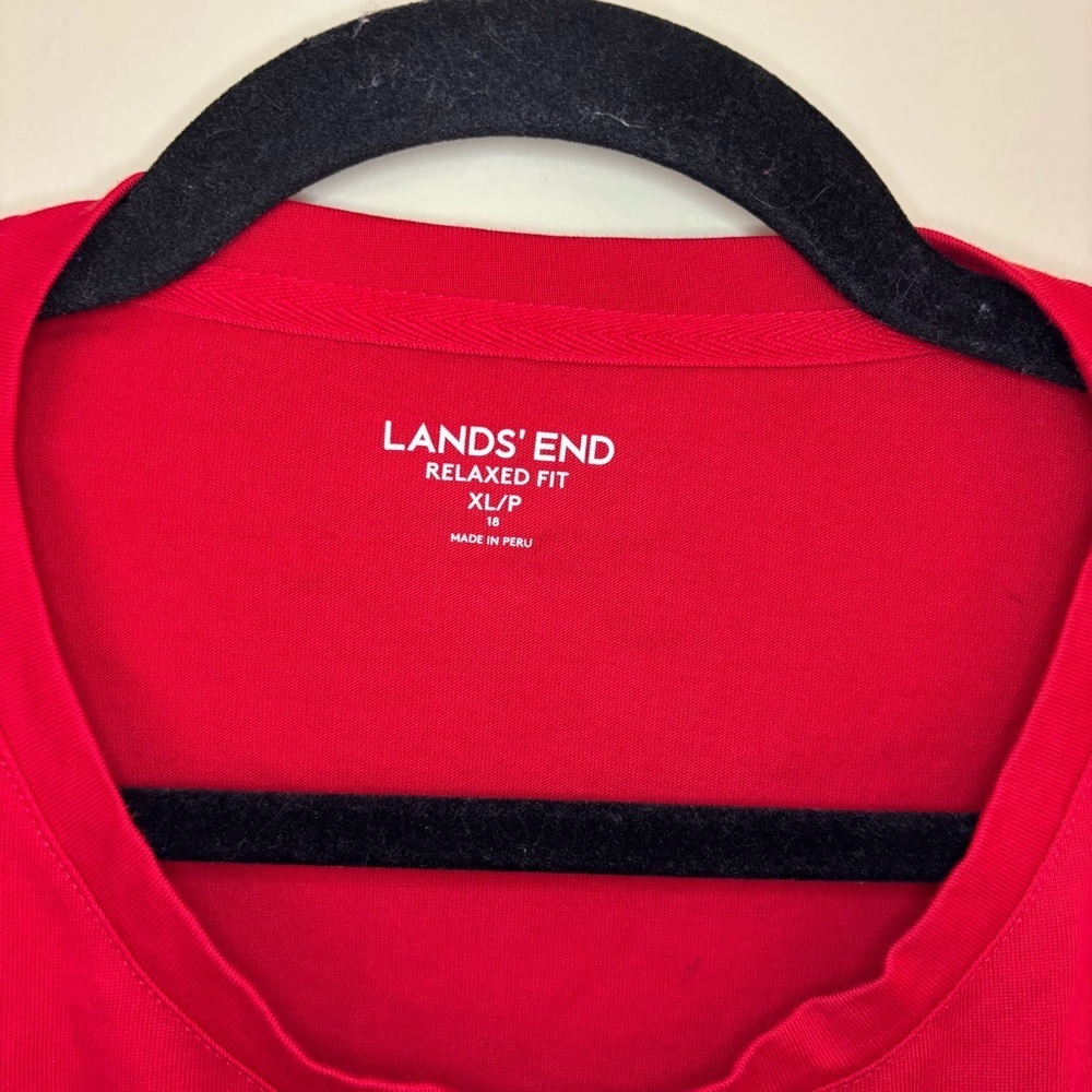 Women’s Lands' End Red Relaxed Fit XL/P Petite Short Sleeve T-Shirt - Picture 3 of 8